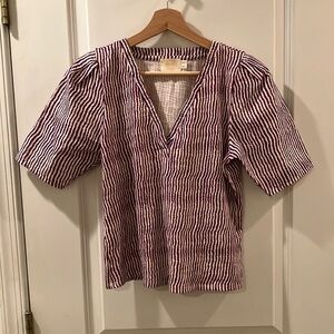 Nation Jolene Purple Stripe V-Neck Top Size Small